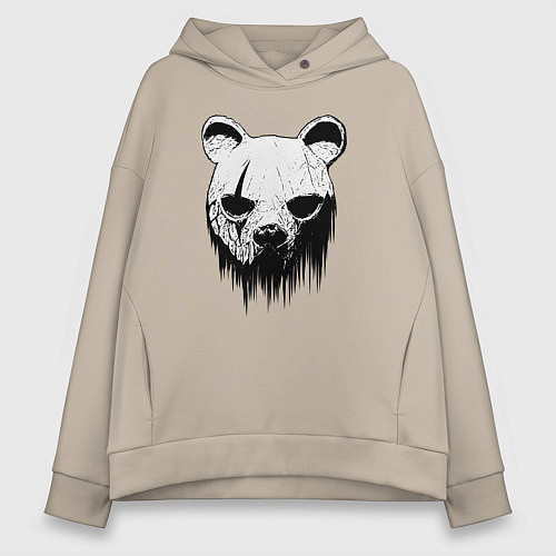 Женское худи оверсайз Медвежья маска / Миндальный – фото 1