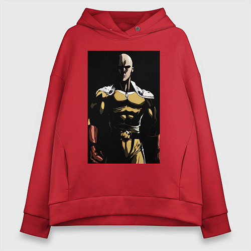 Женское худи оверсайз Ванпанчмен Сайтама супергерой / Красный – фото 1