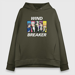 Толстовка оверсайз женская Wind Breaker, цвет: хаки