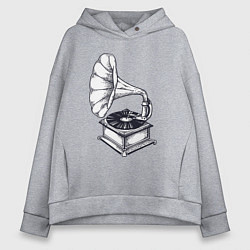 Толстовка оверсайз женская Звук пластинки, цвет: меланж