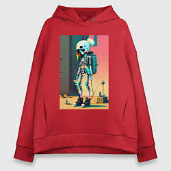 Женское худи оверсайз Cyber skeleton from future - ai art fantasy