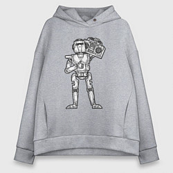 Толстовка оверсайз женская Робот с бумбоксом, цвет: меланж