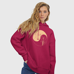 Толстовка оверсайз женская Инь ян гитарки, цвет: маджента — фото 2