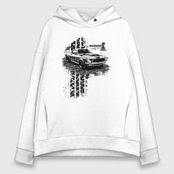 Толстовка оверсайз женская Mustang shelby gt500, цвет: белый