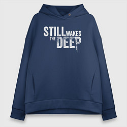 Толстовка оверсайз женская Still wakes the deep logo, цвет: тёмно-синий