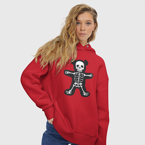 Женское худи оверсайз Skeletor bear / Красный – фото 3