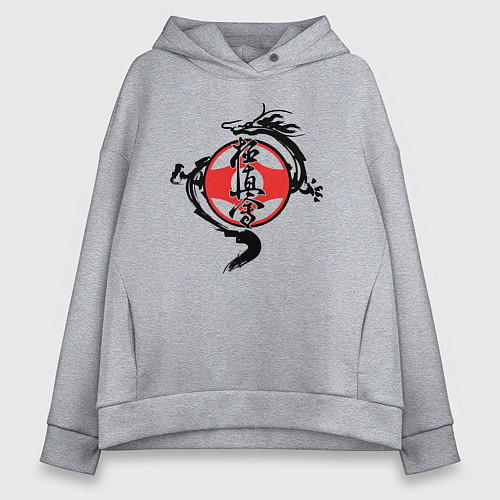 Женское худи оверсайз Karate kyokushin - dragon / Меланж – фото 1