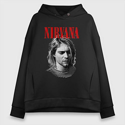 Толстовка оверсайз женская Nirvana kurt donald cobain, цвет: черный