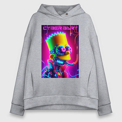 Женское худи оверсайз Cyber Bart - neon glow fantasy / Меланж – фото 1