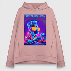 Толстовка оверсайз женская Bart Simpson - neon fantasy ai art, цвет: пыльно-розовый