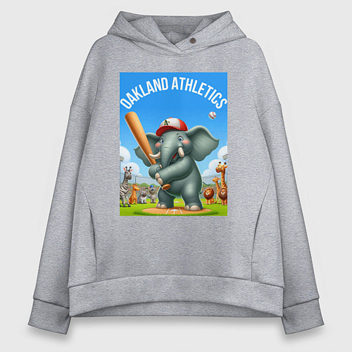 Женское худи оверсайз Elephant - batter Oakland Athletics / Меланж – фото 1