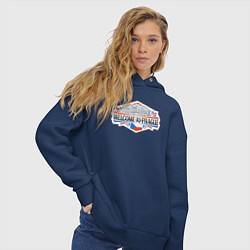 Толстовка оверсайз женская Прага - добро пожаловать, цвет: тёмно-синий — фото 2