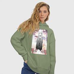 Толстовка оверсайз женская Эта фарфоровая кукла влюбилась, цвет: авокадо — фото 2