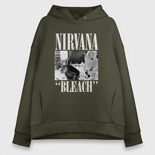 Женское худи оверсайз Nirvana bleach black album / Хаки – фото 1