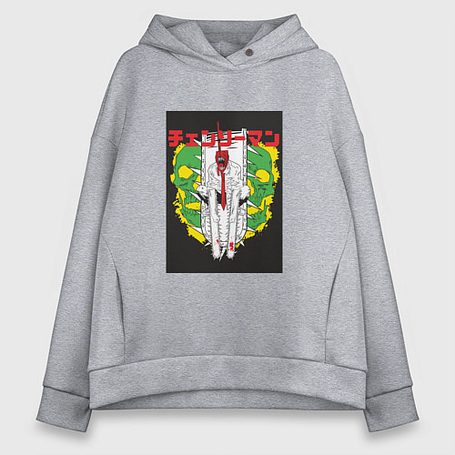 Женское худи оверсайз Человек-бензопила Денджи бензопила / Меланж – фото 1