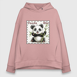 Толстовка оверсайз женская Панда Миа акварель, цвет: пыльно-розовый