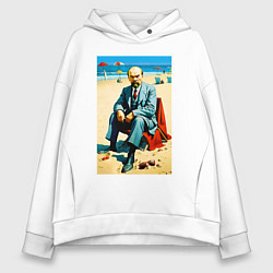 Женское худи оверсайз Великий вождь Ленин на пляже - Биарриц