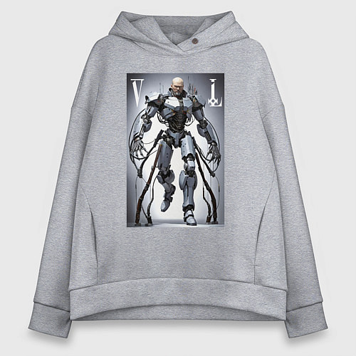 Женское худи оверсайз Cyber Lenin - armor on suction cups / Меланж – фото 1