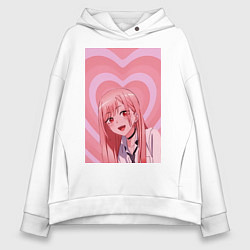 Толстовка оверсайз женская Марин Китагава: Сердца, цвет: белый