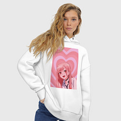 Толстовка оверсайз женская Марин Китагава: Сердца, цвет: белый — фото 2