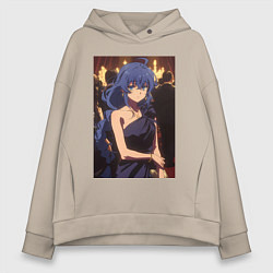 Толстовка оверсайз женская Реинкарнация безработного Рокси Мигурдия в платье, цвет: миндальный