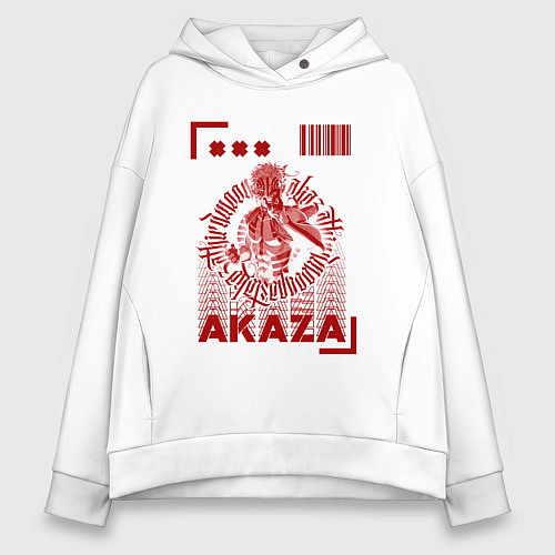 Женское худи оверсайз Demon Slayer - Akaza / Белый – фото 1