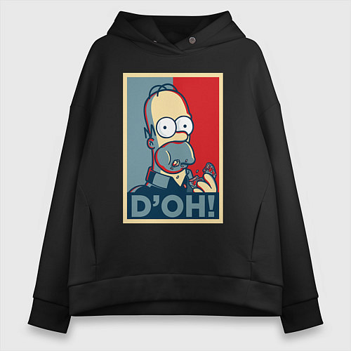 Женское худи оверсайз Homer with donut / Черный – фото 1