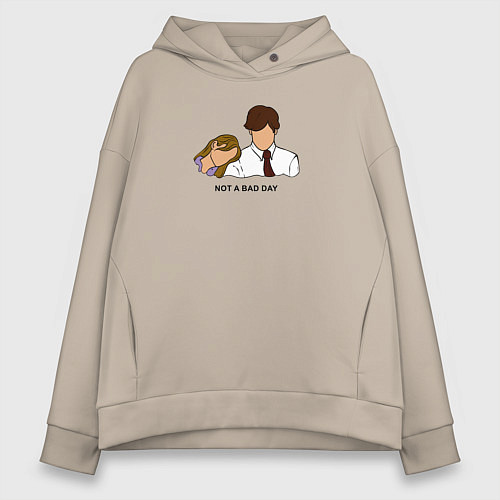 Женское худи оверсайз Not a bad day - the office / Миндальный – фото 1