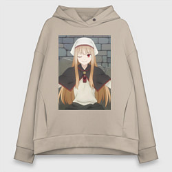Толстовка оверсайз женская Волчица и пряности Холо в платке, цвет: миндальный