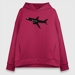Толстовка оверсайз женская Superjet-100 черный, цвет: маджента