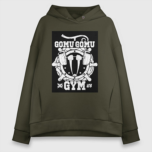 Женское худи оверсайз Ван-Пис Луффи Монки Д плод / Хаки – фото 1