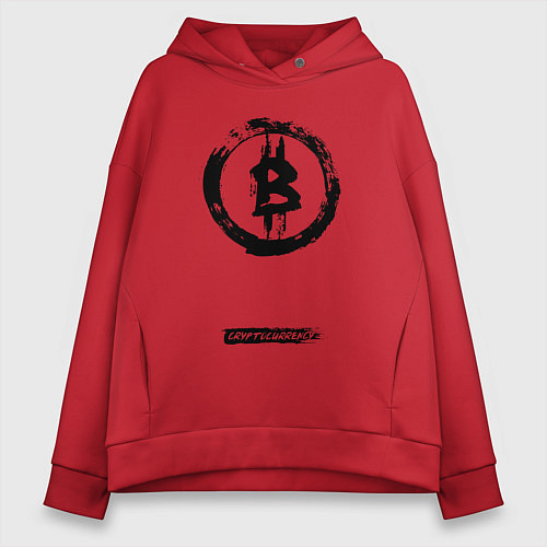 Женское худи оверсайз Биткоин - криптовалюта символ / Красный – фото 1