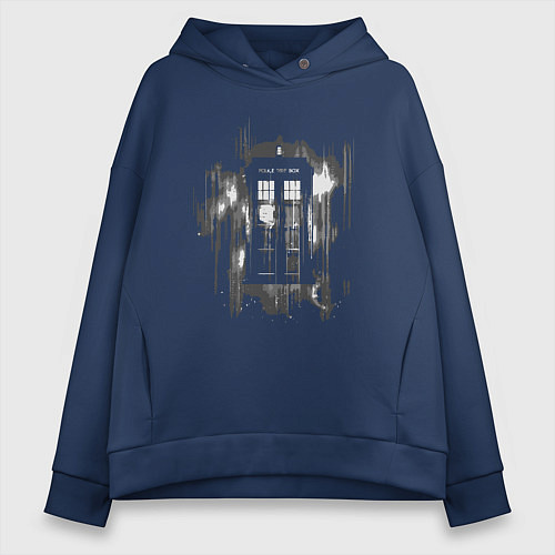 Женское худи оверсайз Tardis grey / Тёмно-синий – фото 1