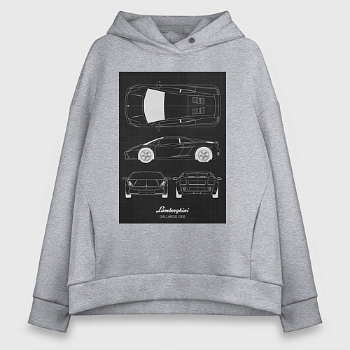 Женское худи оверсайз Lamborghini гоночный / Меланж – фото 1