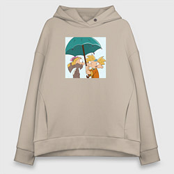 Толстовка оверсайз женская Фан арт эй Арнольд романтика, цвет: миндальный