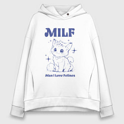 Толстовка оверсайз женская Milf милфа, цвет: белый
