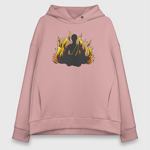 Женское худи оверсайз Fire yoga / Пыльно-розовый – фото 1