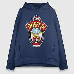 Толстовка оверсайз женская Duff beer with Homer, цвет: тёмно-синий