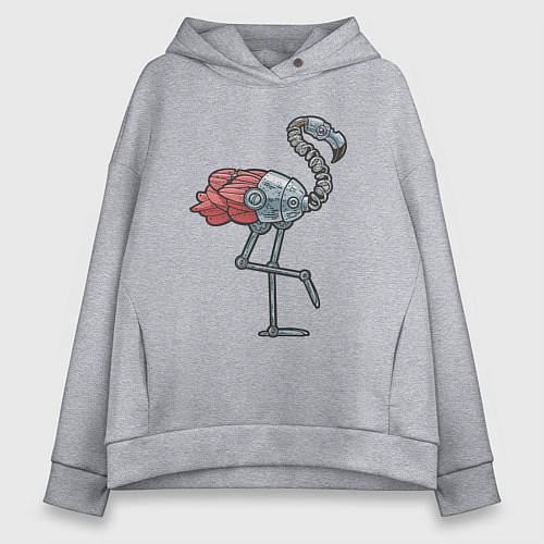 Женское худи оверсайз Робот фламинго / Меланж – фото 1
