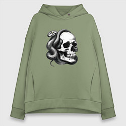 Женское худи оверсайз Змея и череп