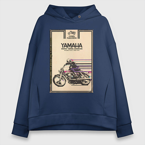 Женское худи оверсайз Мотоцикл Yamaha / Тёмно-синий – фото 1