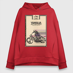 Толстовка оверсайз женская Мотоцикл Yamaha, цвет: красный