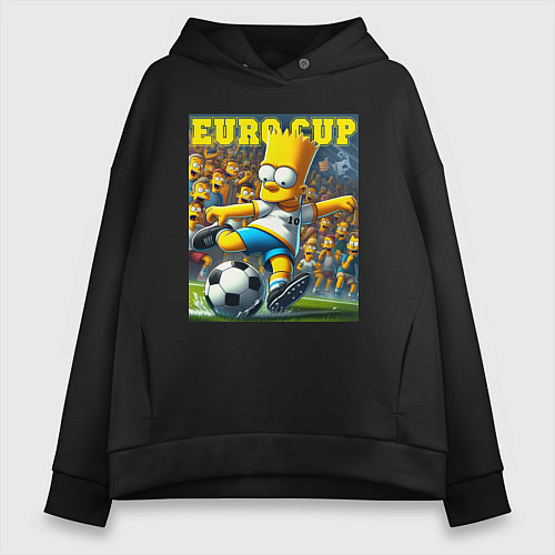 Женское худи оверсайз Euro cup - Bart Simpson / Черный – фото 1