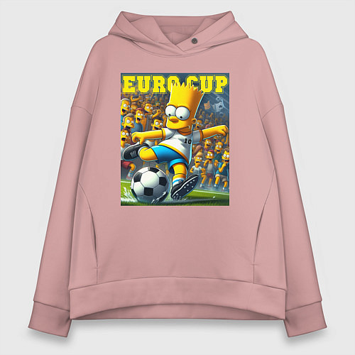 Женское худи оверсайз Euro cup - Bart Simpson / Пыльно-розовый – фото 1