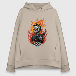 Женское худи оверсайз Скелет рок музыкант