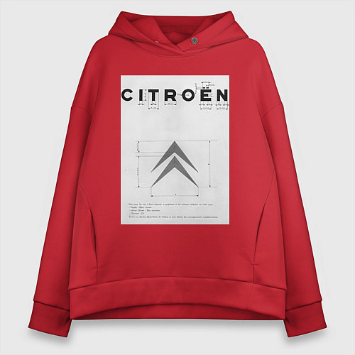 Женское худи оверсайз Citroen логотип / Красный – фото 1