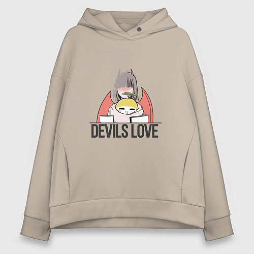 Женское худи оверсайз Ангелок и демон / Миндальный – фото 1