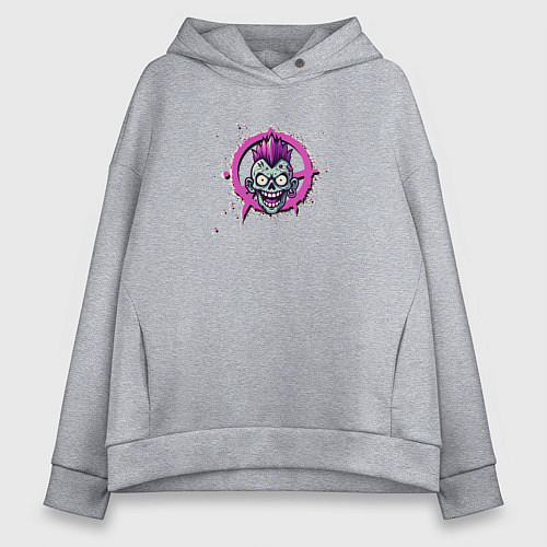 Женское худи оверсайз Зомби панк анархист / Меланж – фото 1