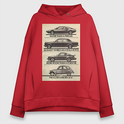 Женское худи оверсайз Citroen автомобиль / Красный – фото 1