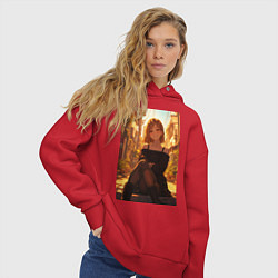 Толстовка оверсайз женская Магическая битва Нобара Кугисаки арт, цвет: красный — фото 2